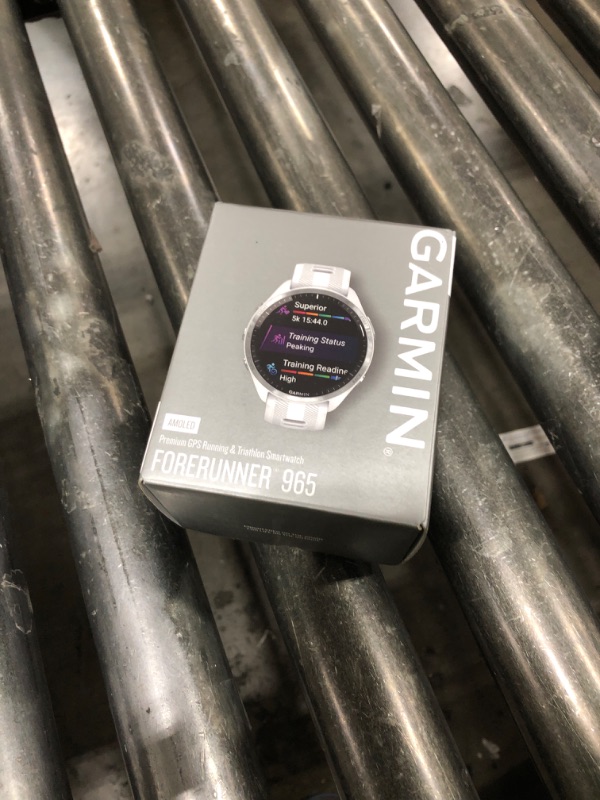 Photo 1 of Garmin Forerunner® 965 Running Smartwatch, Colorful AMOLED Display, Training Metrics and Recovery Insights, Whitestone and Powder Gray