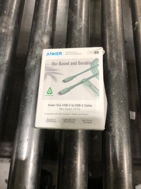 Photo 1 of Anker 544 Bio-Nylon USB-C to USB-C Cable 10FT, Eco-Friendly Fast Charging Cable, Supports 140W PD for Laptops, Tablets, and Smartphones, Heavy-Duty- 30,000 Bend Lifespan, Includes Pouch (1, Green)