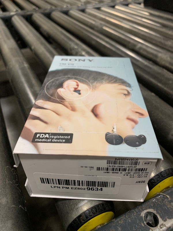 Photo 1 of Sony CRE-E10 Self-Fitting OTC Hearing Aids for Mild to Moderate Hearing Loss, Prescription-Grade Sound Quality, Comfortable Earbud Design, Bluetooth Enabled for iOS, and Rechargeable Battery, Black
