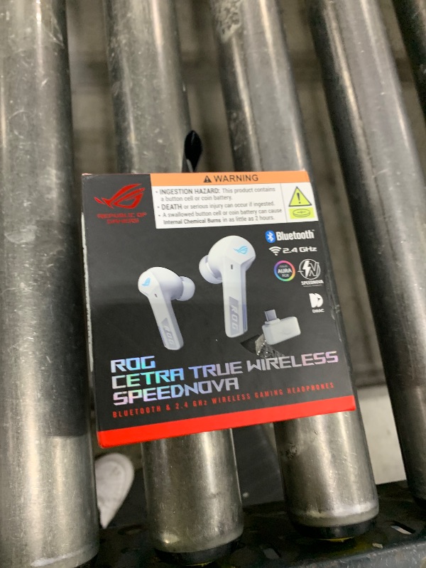 Photo 1 of ASUS ROG Cetra True Wireless Gaming Headphones (2.4 GHz & Bluetooth 5.3, ROG SpeedNova, 24-bit 96 kHz Audio, Bone-Conduction AI Microphones, Adaptive ANC, 46-Hour Battery Life)- Moonlight White