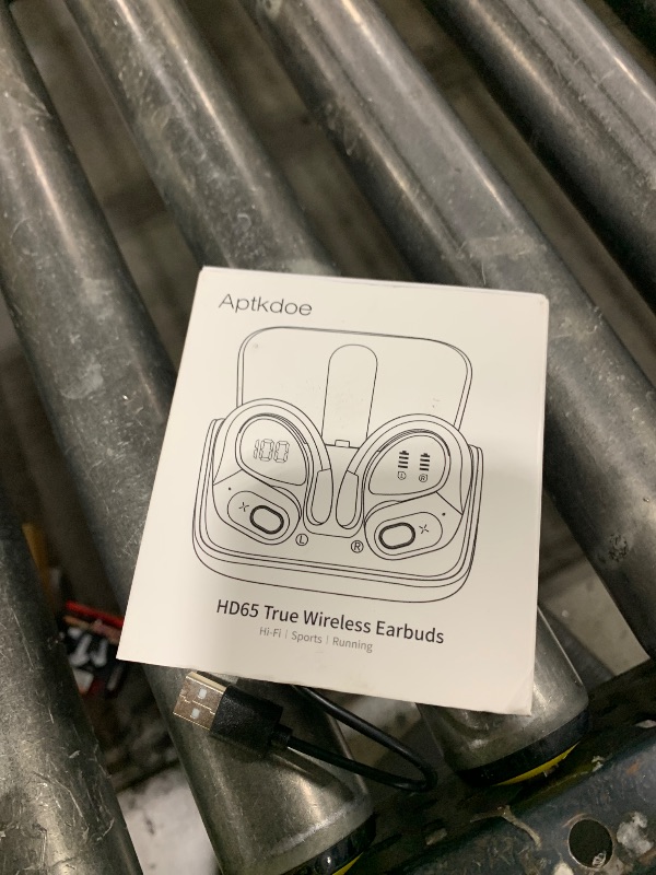Photo 1 of Aptkdoe Wireless Earbuds 75hrs Bluetooth 5.4 Headphone Sport, 2025 Bluetooth Earbuds Stereo Deep Bass Over Ear Bud with Earhooks, ENC Noise Cancelling Mic, IPX7 Waterproof Earphone, Purple