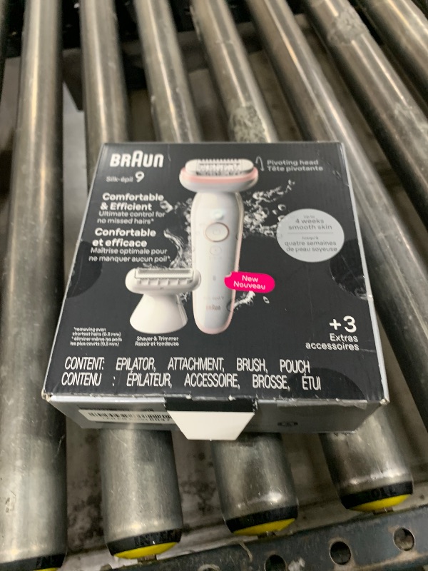 Photo 1 of Braun Epilator Silk-épil 9, Hair Removal Device, Women Shaver & Trimmer, Pivoting Head, Wet and Dry Epilator, Includes Shaver Head and Trimmer Comb, SES9-030