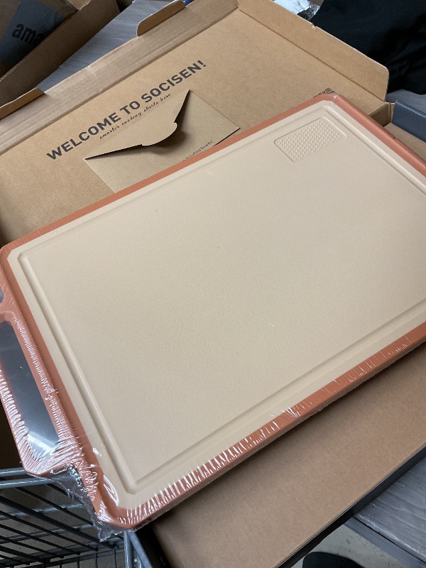 Photo 1 of Titanium Cutting Boards for Kitchen Chopping Board with Handle Large Big Small Kitchen Meat Butcher Block 2 in 1 Pure Titanium and Wheat Straw PP Not Wood Bamboo Plastic Silicone Teak Morandi Orange