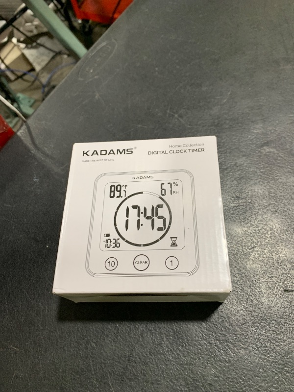 Photo 1 of KADAMS Shower Clock Waterproof Bathroom Timer – Digital Wall Clock with Countdown, Magnetic Kitchen Clock with Temperature & Humidity, Suction Cup for Kids Shower Spa Sauna Cook Bath, White