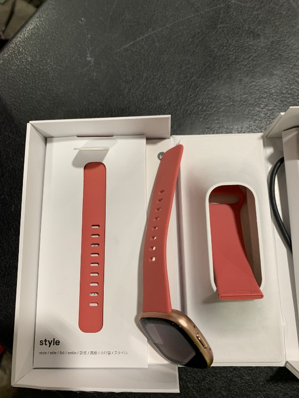 Photo 1 of Fitbit Versa 4 Fitness Smartwatch with Daily Readiness, GPS, 24/7 Heart Rate, 40+ Exercise Modes, Sleep Tracking and more, Pink Sand/Copper Rose, One Size (S & L Bands Included)