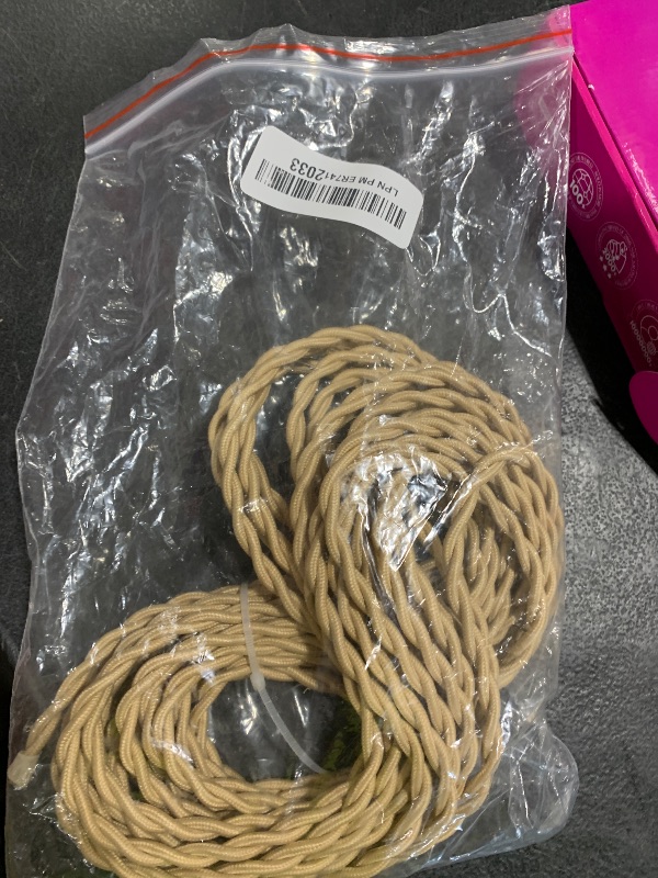 Photo 1 of Helunsi 32.8ft Twisted Cloth Covered Wire - 18/2 Electrical Lamp Cord, 18 Gauge 2-Conductor Fabric Cord for DIY Projects (Beige)