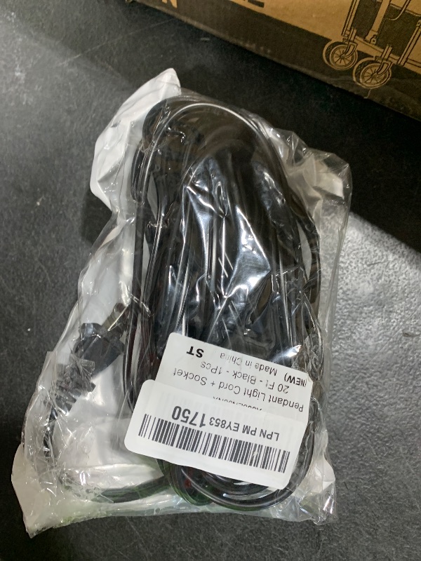 Photo 1 of 20Ft Extension Hanging Lantern Cord - Black, E26 Light Bulb Socket with Cord, On/Off Switch, Polarized Plug, UL Approval Pendant Light Cable with Socket (No Bulb)