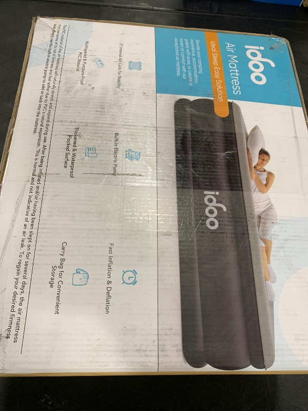 Photo 1 of iDOO Twin Air Mattress with Built in Pump, 18" Raised Compact Blow up Mattress, Inflatable Mattress for Camping Guest Home, Portable Travel Air Bed, 2-Min Quick Inflation Deflation, Colchon inflable