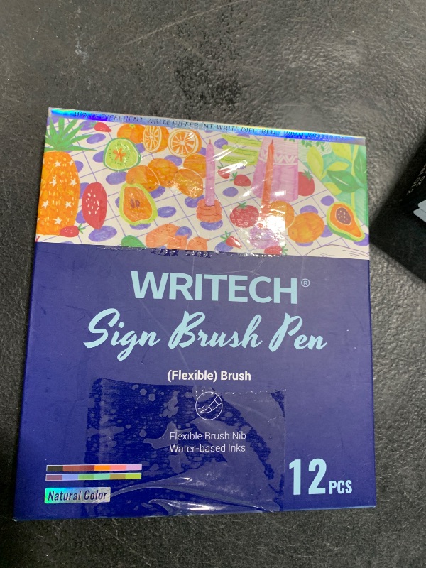 Photo 1 of WRITECH Arts Sign Brush Pen Brush Tip Marker Felt Tip Water Based Ink Color Pens 12 Assorted Pastel Colors Great for Lettering, Journaling, Calligraphy (Natural)