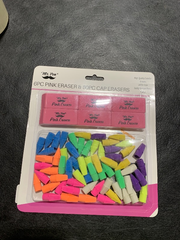 Photo 1 of Mr. Pen- Pencil Erasers Set, 60 Pack Pencil Top Erasers, 6 Pencil Erasers, Latex-Free & No Smudge