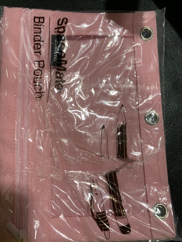 Photo 1 of SPACEMATE 2 Pack Binder Pencil Pouch Case Box Bag for 3 Ring Binder School Supplies Girls Boys Kids, Clear Preppy Stuff Large Aesthetic Pen Organizer, Back to College Stationary, Light Pink