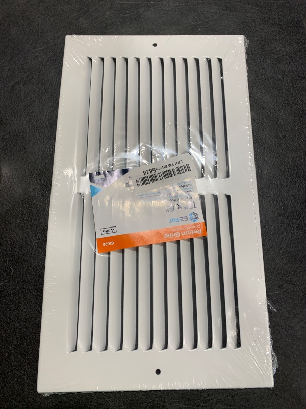 Photo 1 of EZ-FLO 12 x 6 Inch (Duct Opening) Return Air Vent Cover for Wall or Ceiling, Solid Steel Return Air Grille, HVAC Vent Cover, White, 61626