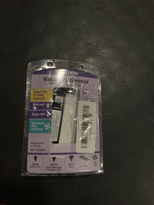 Photo 1 of Lutron Maestro Vacancy Motion Sensor Light Switch for Bathroom, Garage, Laundry Room, and Closet, for Any Light Bulbs, Vacancy Sensor Only, Single-Pole Only, No Neutral Required, MS-VPS5MH-WH, White