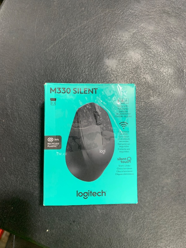 Photo 1 of Logitech M330 SILENT Wireless Mouse, 2.4GHz with USB Receiver, Optical Tracking, Quiet & Lightweight, Long Battery Life, for PC, Mac, Laptop, Chromebook - Black