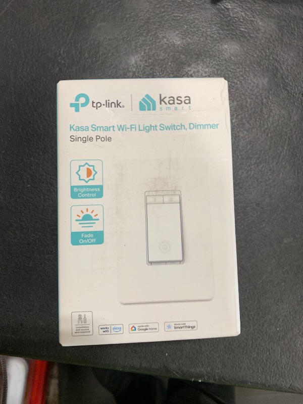 Photo 1 of Kasa Smart Dimmer Switch HS220, Single Pole, Needs Neutral Wire, 2.4GHz Wi-Fi Light Switch Works with Alexa and Google Home, UL Certified, No Hub Required, 1 Pack