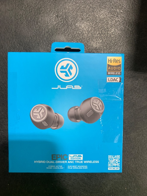 Photo 1 of JLab Epic Lab Edition True Wireless Earbuds, Hybrid Dual Drivers, Spatial Audio, Multipoint BT, Wireless or USB-C Charging, Wear Detect Auto Play/Pause, Google Fast Pair