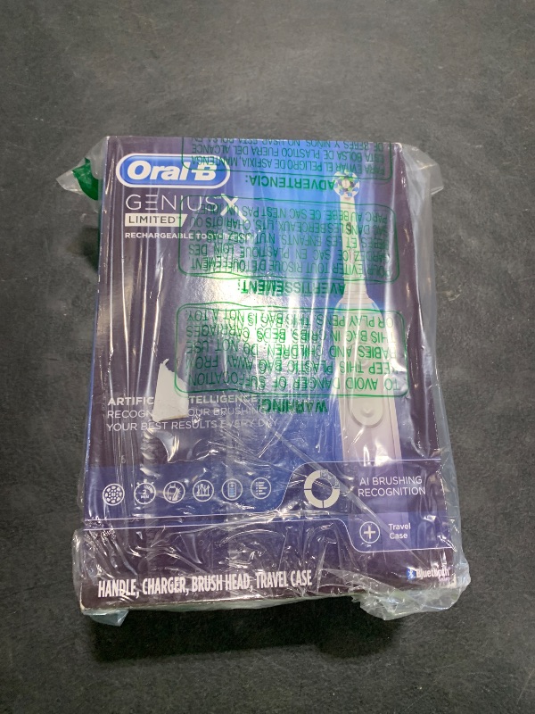 Photo 1 of Oral-B Genius X Limited Rechargeable Electric Toothbrush with 1 Replacement Brush Head, Travel Case, White