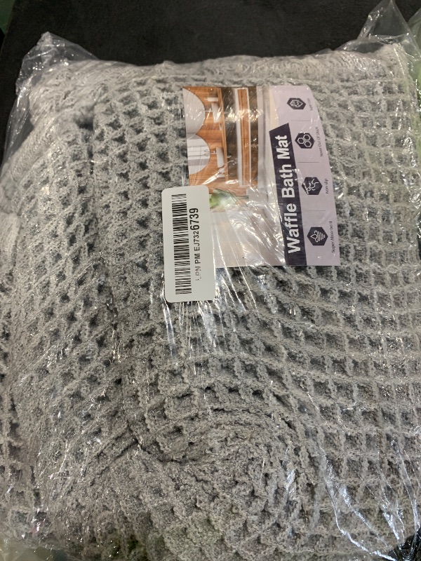 Photo 1 of ZALL Grey Waffle Bath Mat,Super Absorbent Non Slip Long Bathroom Runner Rug,Gray 24X72inch,Machine Washable Ultra Soft Floor Mats
