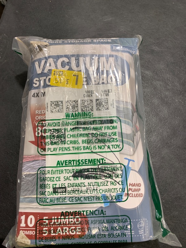 Photo 1 of 10 Pack Vacuum Storage Bags with Pump, 5 Jumbo and 5 Large Space Saver Vacuum Storage Bags, Vacuum Seal Bags for Clothing, Comfoters, Pillows, Blanket, Bedding