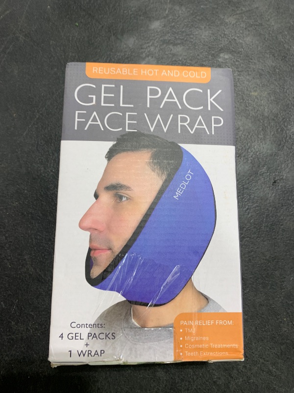 Photo 1 of LotFancy Face Ice Pack Wrap for TMJ, Wisdom Teeth, with 4 Reusable Hot Cold Therapy Gel Packs, Pain Relief for Head, Oral and Facial Surgery, Dental Implants, Blue