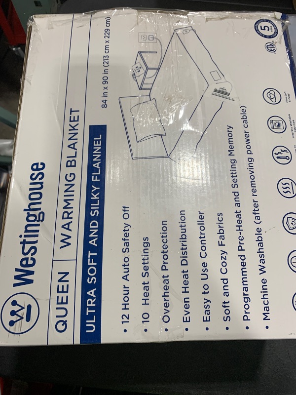 Photo 1 of Westinghouse Queen Size Electric Heating Blanket, 10 Levels, Auto Shut Off, Fast Heating, Machine Washable (Queen, 84x90 Inches, Charcoal)