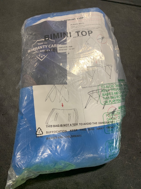 Photo 1 of KAKIT 3 4 Bow Bimini Top Replacement Cover, 900D Oxford Bimini Tops for Boats with 2 Mesh Sidewalls, 2 Straps and Storage Boot Easy Install Zipper Closure, Replacement Boat Canopy Sun Shade No Frame