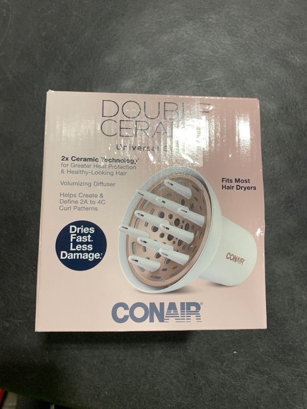 Photo 1 of Conair Double Ceramic Universal Diffuser, Adjustable Hair Dryer Attachment for Frizz-Free Curls to Fit Hair Dryer Nozzles from 1.75” to 2.3”