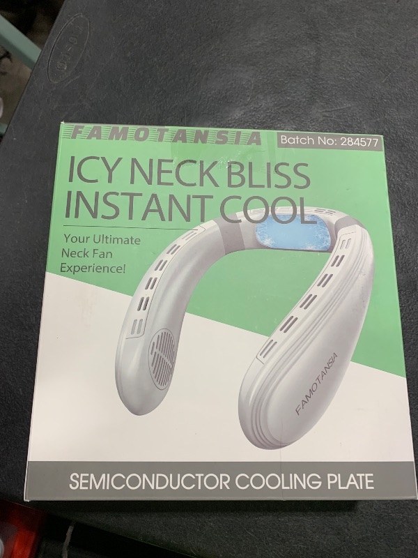 Photo 1 of Neck Fan, Neck Air Conditioner Wearable Personal Fan with Cooling Plate, 5200mAh Large Battery, Ergonomic Design, White