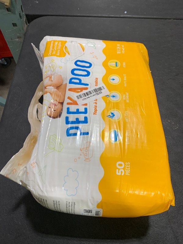Photo 1 of Peekapoo - Disposable Changing Pad Liners (50 Pack) Super Soft, Ultra Absorbent & Waterproof - Covers Any Surface for Mess Free Baby Diaper Changes
