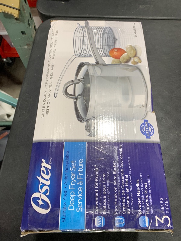 Photo 1 of Oster 91537.03 Sangerfield 3.65 Quart 3 Piece Stainless Steel Deep Fryer Set Cookware