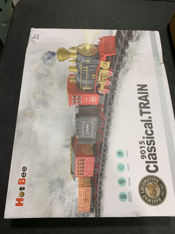 Photo 1 of Hot Bee Train Set - Train Toys for Boys with Smokes, Lights and Sound, Toy Train Set for Under Christmas Tree, Toddler Model Trains for 3 4 5 6 7 8+ Years Old Kids Christmas Toys Gifts