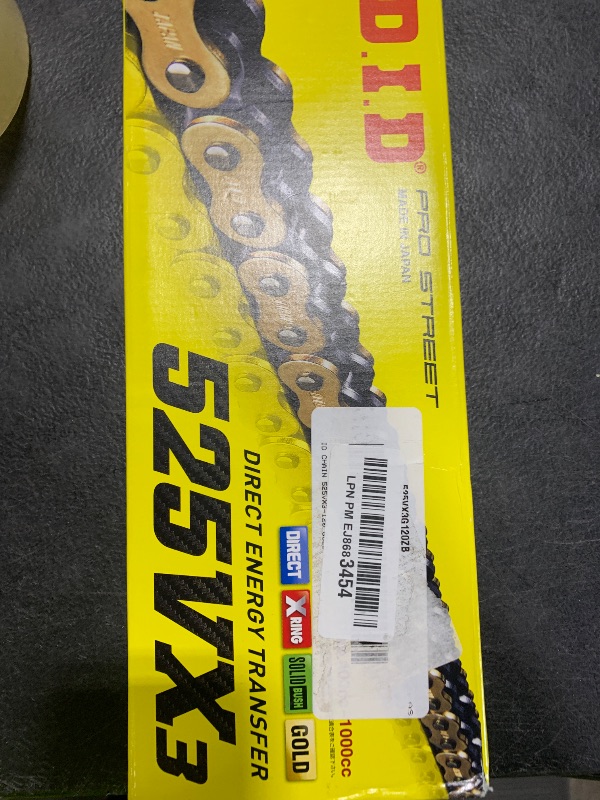 Photo 1 of DID (525VX3G120ZB) Gold 120 Link High Performance VX Series X-Ring Chain with Connecting Link