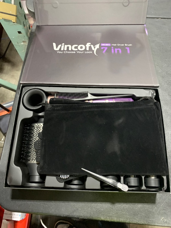 Photo 1 of Vincofy 7-in-1 Hair Dryer Brush and Hair Styler Set – Fast Drying, Curling, Straightening & Volumizing – Hot Air Styling Tool with No Heat Damage – for All Hair Types – Lavender