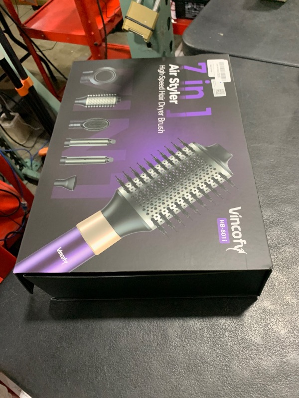 Photo 1 of Vincofy 7-in-1 Hair Dryer Brush and Hair Styler Set – Fast Drying, Curling, Straightening & Volumizing – Hot Air Styling Tool with No Heat Damage – for All Hair Types – Lavender