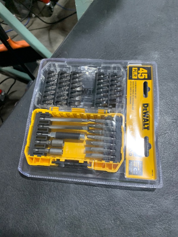 Photo 1 of DEWALT Screwdriver Bit Set with Tough Case, 45-Piece (DW2166), Grey/Silver Screwdriving Set with Tough Case