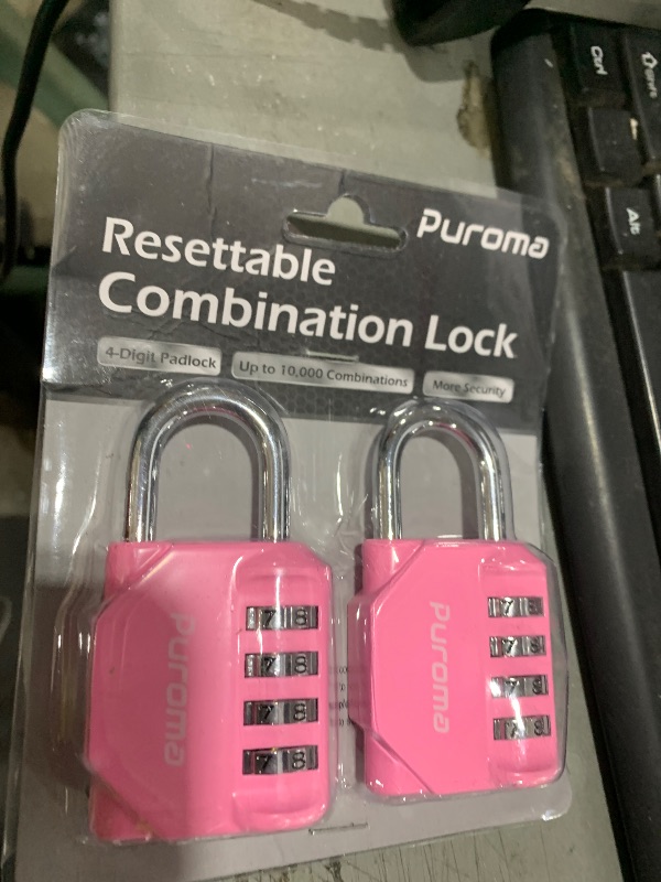 Photo 1 of Puroma 2 Pack Combination Lock for Locker 4 Digit Outdoor Waterproof Padlock for School, Gym, Sports, Fence, Toolbox, Gate, Case, Outdoor, Hasp Storage (pink)