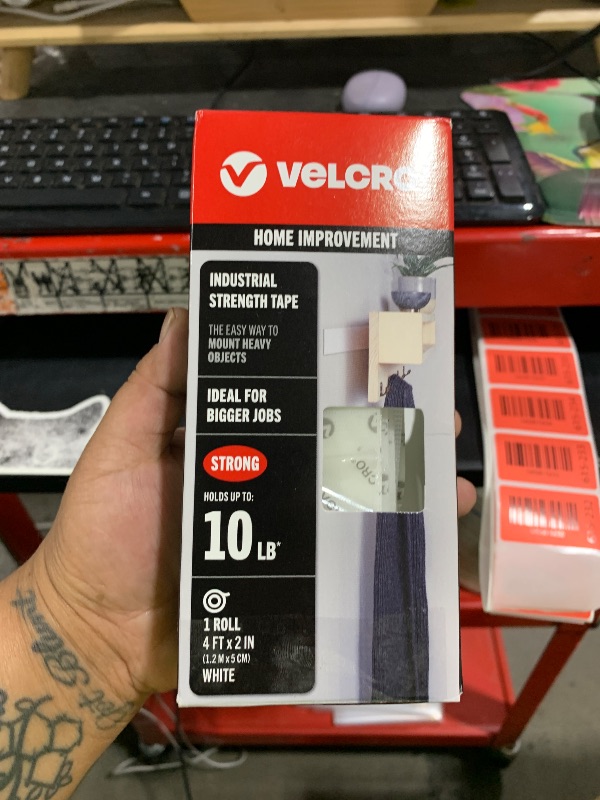 Photo 1 of VELCRO Brand - Industrial Strength | Indoor & Outdoor Use | Superior Holding Power on Smooth Surfaces | Size 4ft x 2in | Tape, White - Pack of 1