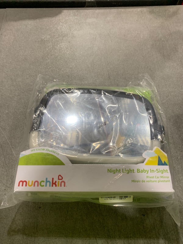 Photo 1 of Munchkin Baby Car Mirror for Rear Facing Car Seats, Night Light LED Pivot 360 Baby in-Sight Adjustable Auto Mirror, Black