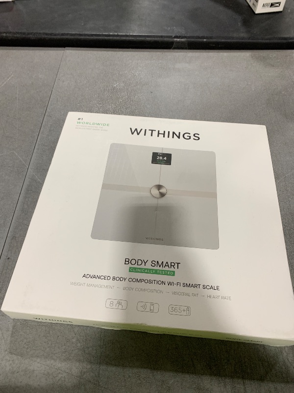 Photo 1 of WITHINGS Body Smart - Accurate Scale for Body Weight and Fat Percentage, Body Composition Wi-Fi and Bluetooth Weight Scale, Baby Weight Scale, Smart Scale Apple Health Compatible, Bathroom Scale
