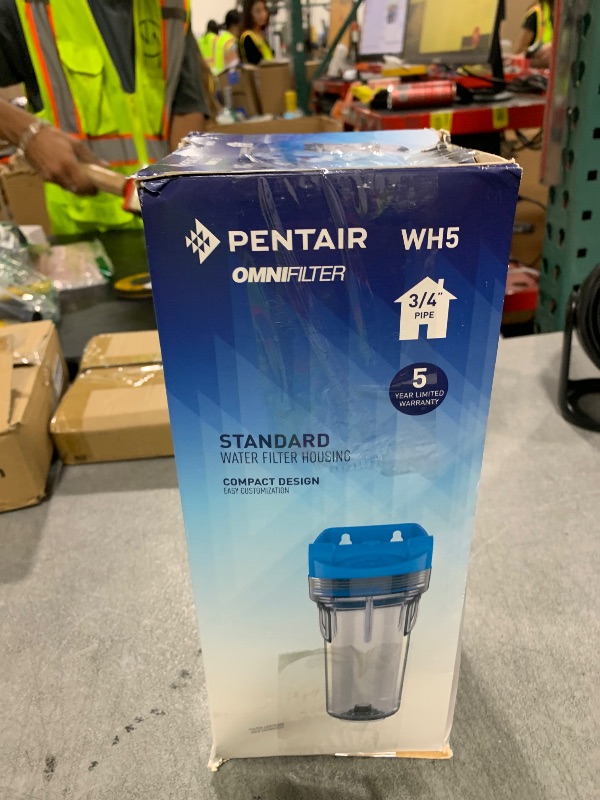Photo 1 of Pentair OMNIFilter WH5 Filter Housing, 10" Standard Clear Sump Water Filter Housing with Integral Mounting Bracket and 3/4" NPT Inlet, Includes Housing, Mounting Screws and Wrench, Clear