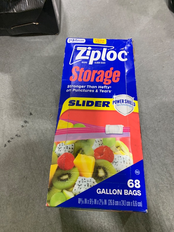 Photo 1 of Ziploc Gallon Food Storage Slider Bags, Power Shield Technology for More Durability, 68 Count