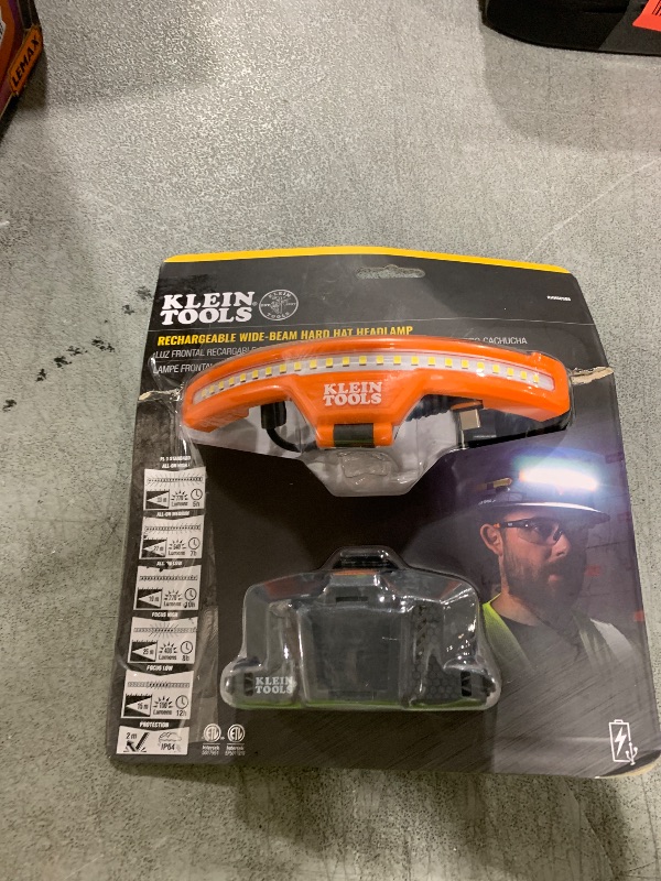 Photo 1 of Klein Tools KHH56308 Rechargeable LED Wide-Beam Headlamp for Klein Tools Hard Hats, 770 Lumens, for Work, Battery and Mount Included