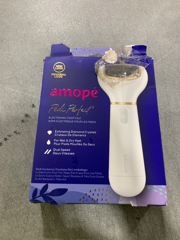 Photo 1 of Amopé Pedi Perfect Electric Callus Remover Foot File w/ Diamond Crystals, Pedicure Tool for Feet, Removes Hard & Dead Skin, Feet Scrubber & Buffer, Splashproof, w/ Extra Coarse Roller Head, 1 Count