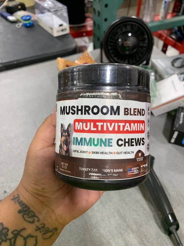 Photo 1 of BB 02/2027
Mushroom Supplement for Dogs - 170 Chews - Mushrooms for Dogs - Turkey Tail, Reishi, Lion’s Mane, Glucosamine Multivitamin - Immune Booster, Gut, Hip & Joint Health Support Vitamins, Energy & Skin