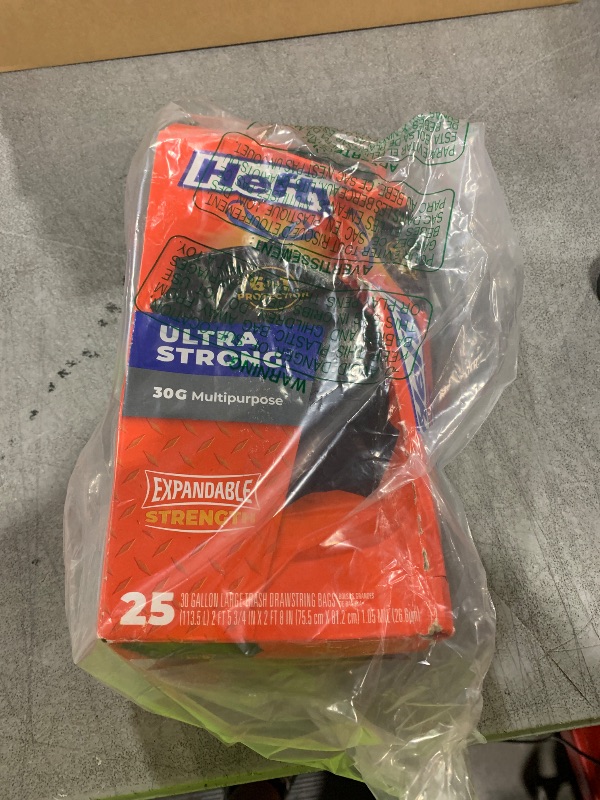 Photo 1 of Hefty Ultra Strong Multipurpose Large Trash Bags, Black, Unscented, 30 Gallon, 25 Count