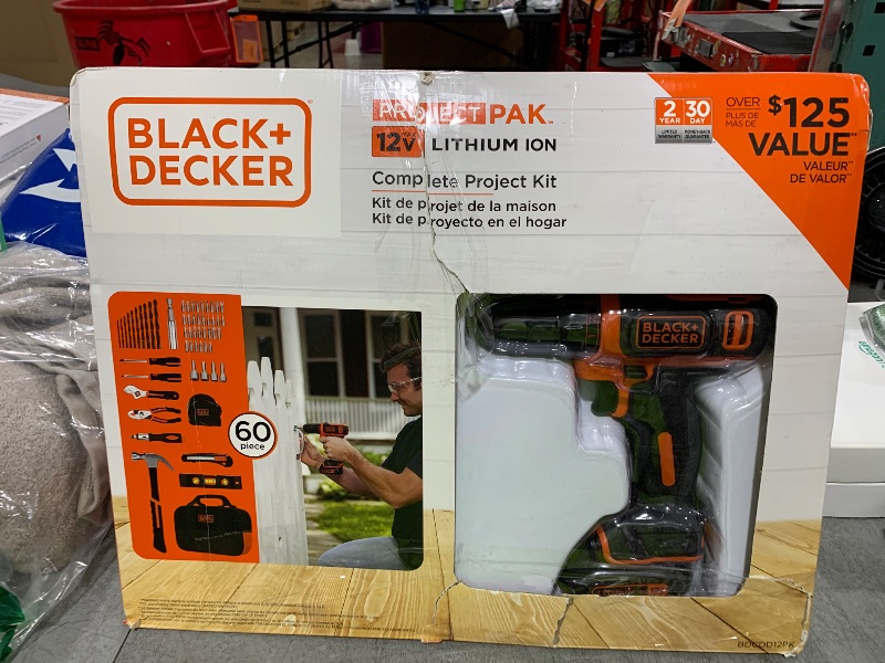 Photo 1 of BLACK+DECKER 12V MAX Drill & Home Tool Kit, 60-Piece (BDCDD12PK)