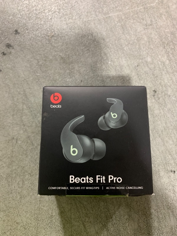 Photo 1 of Beats Fit Pro - True Wireless Noise Cancelling Earbuds - Apple H1 Headphone Chip, Compatible with Apple & Android, Class 1 Bluetooth®, Built-in Microphone, 6 Hours of Listening Time – Sage Gray