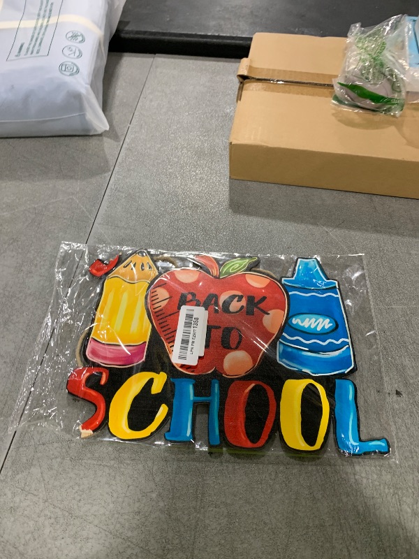 Photo 1 of Back to School Decorations First Day of School Wooden Door Sign Welcome Back to School Door Decor Wreath Welcome Back to School Decorations for School Classroom