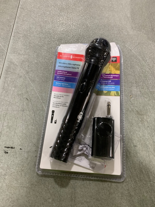 Photo 1 of Singing Machine Portable Wireless Microphone (Black) - Premium Unidirectional UHF Wireless Mic for Singing, Speeches & Events - Cordless Mic Compatible with Karaoke Machines, PA Systems & More