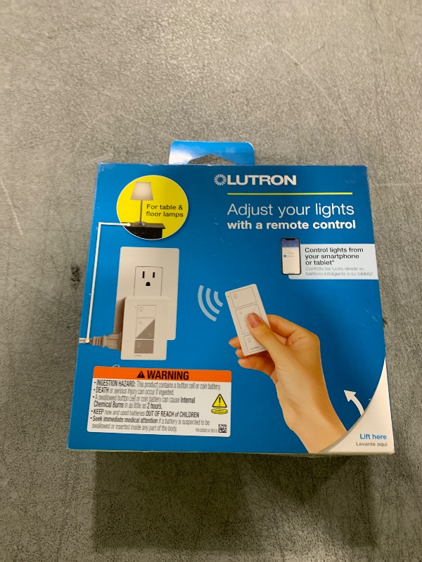 Photo 1 of Lutron Caseta Smart Plug-In Lamp Dimmer Switch Kit with Pico Remote, Smart Dimmer for LED Lights, Table and Floor Lamps, 100W, Single-Pole/3-Way, P-PKG1P-WH